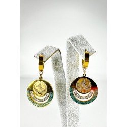 Gold Tuğra Desenli Küpe